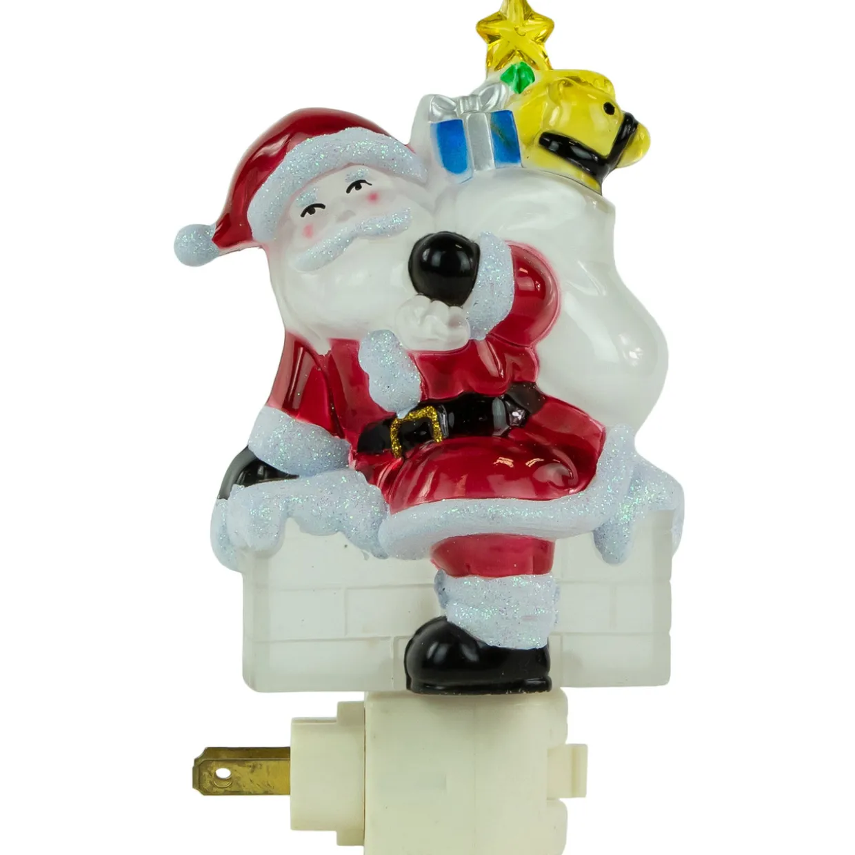6.25" Santa in Chimney Frosted Christmas Night Light