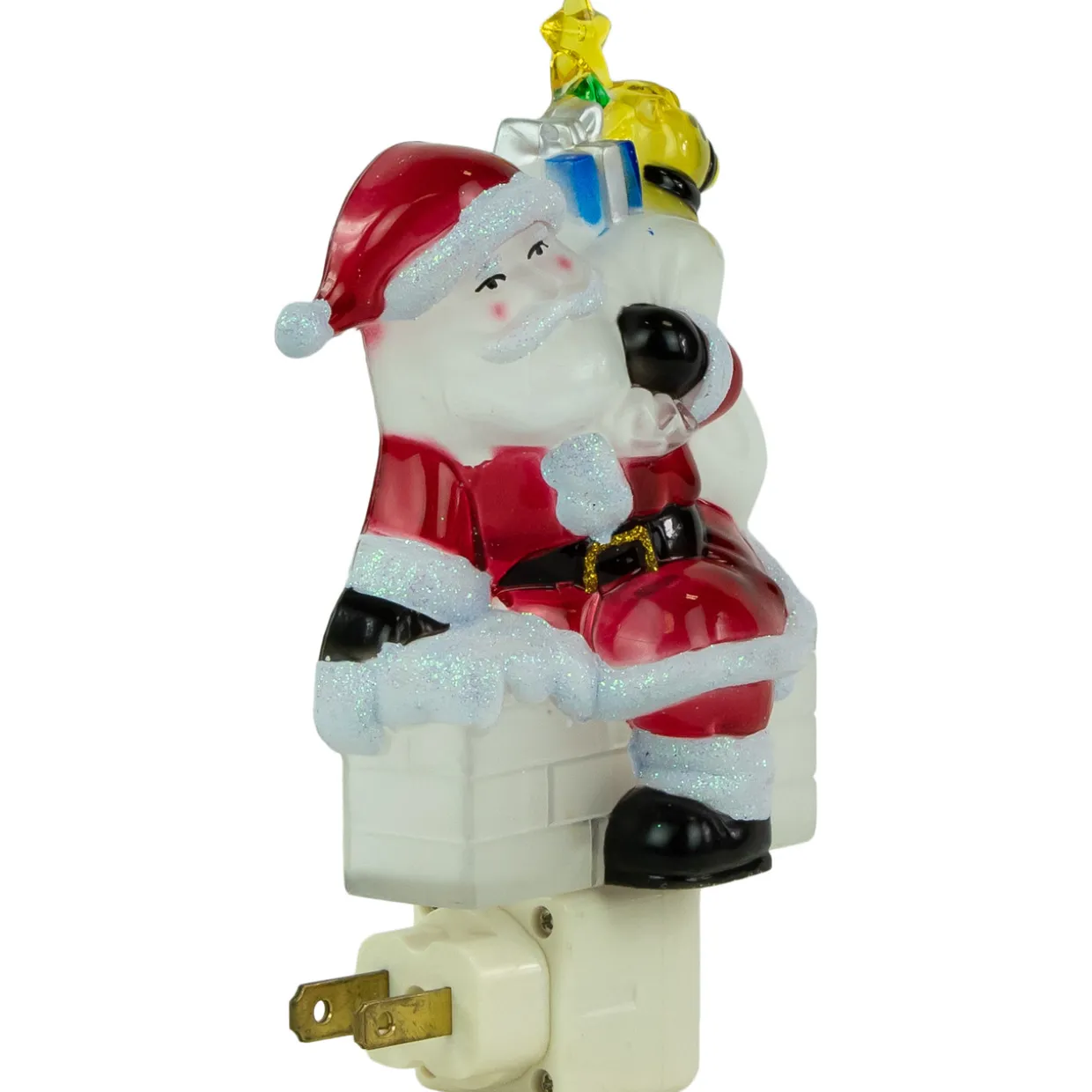6.25" Santa in Chimney Frosted Christmas Night Light