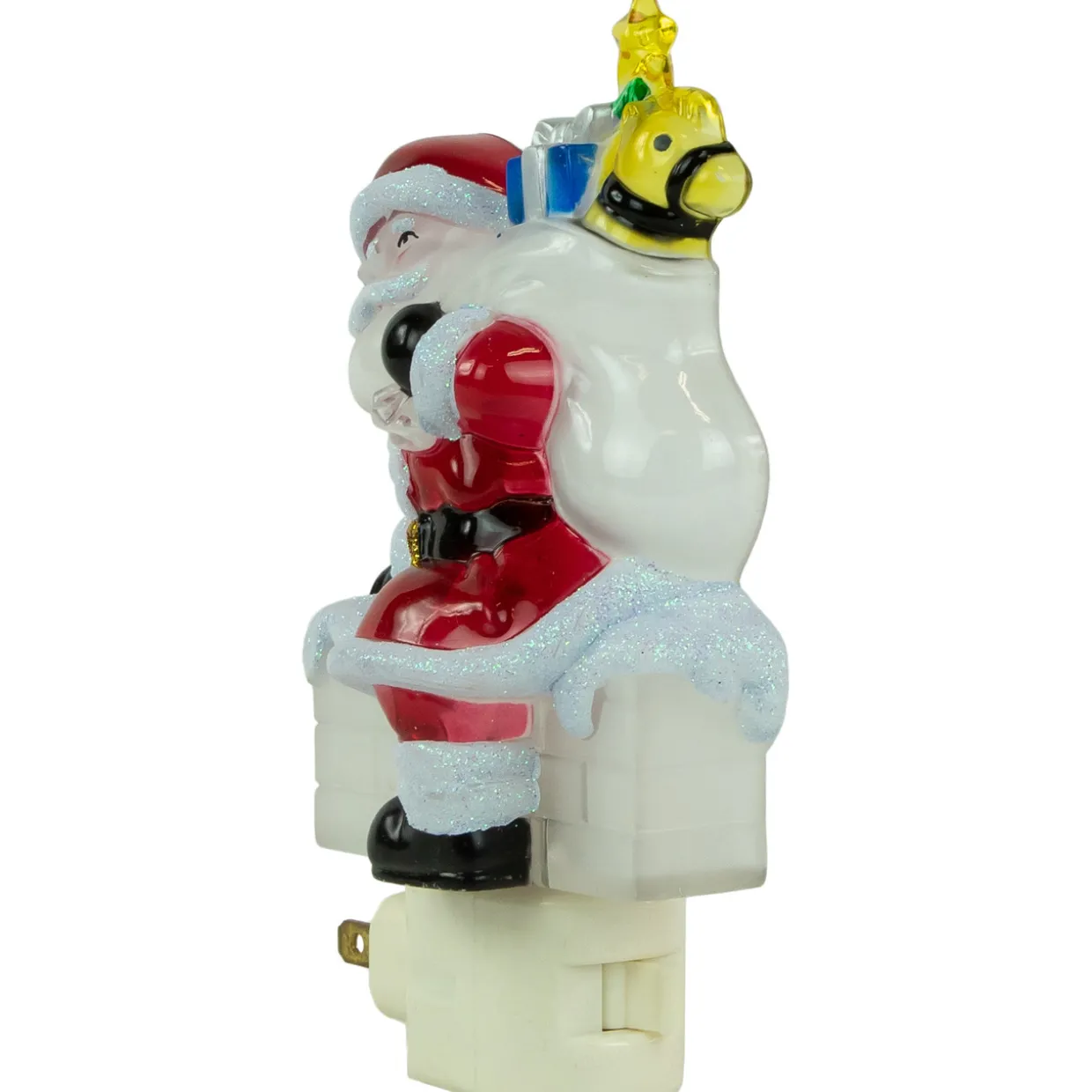 6.25" Santa in Chimney Frosted Christmas Night Light