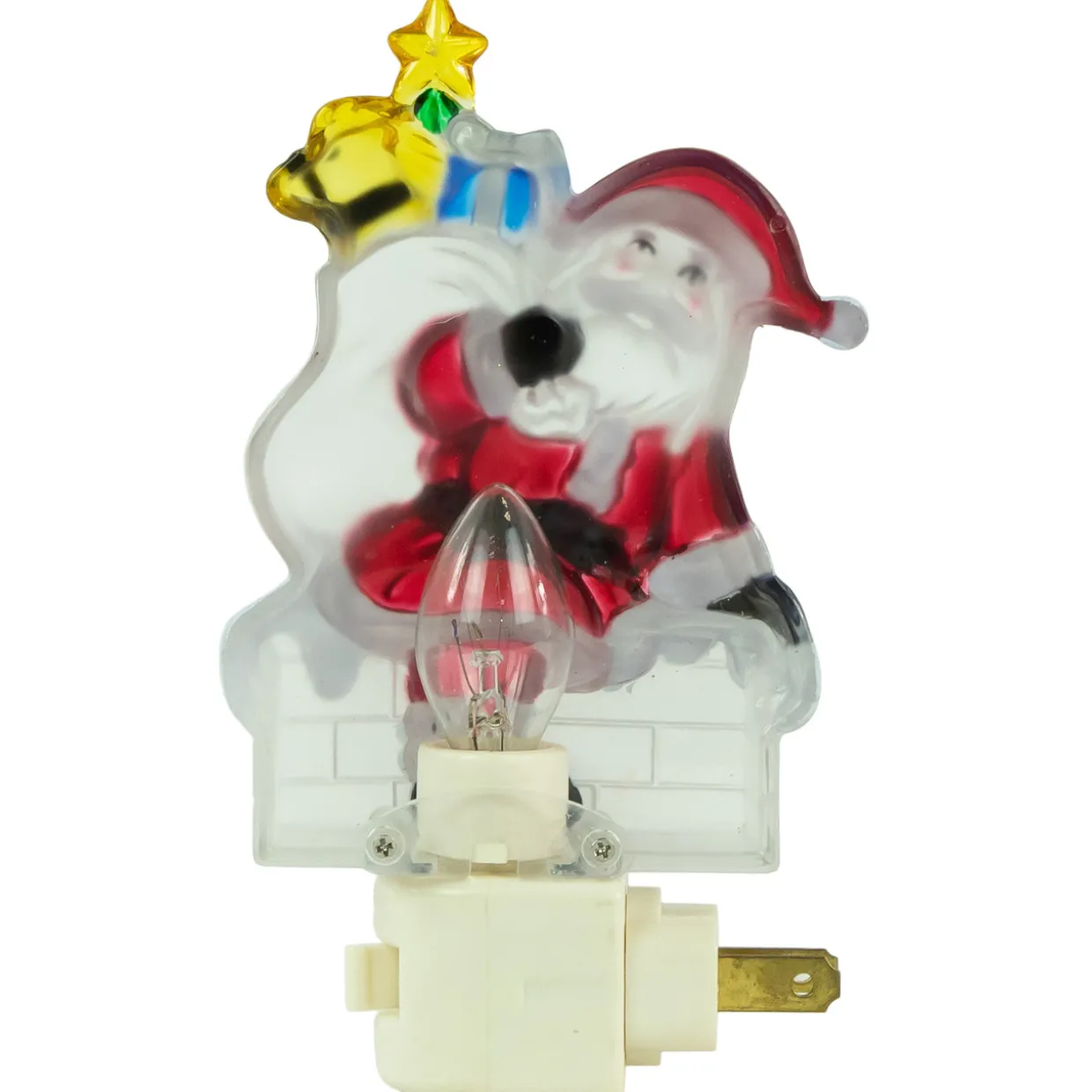 6.25" Santa in Chimney Frosted Christmas Night Light