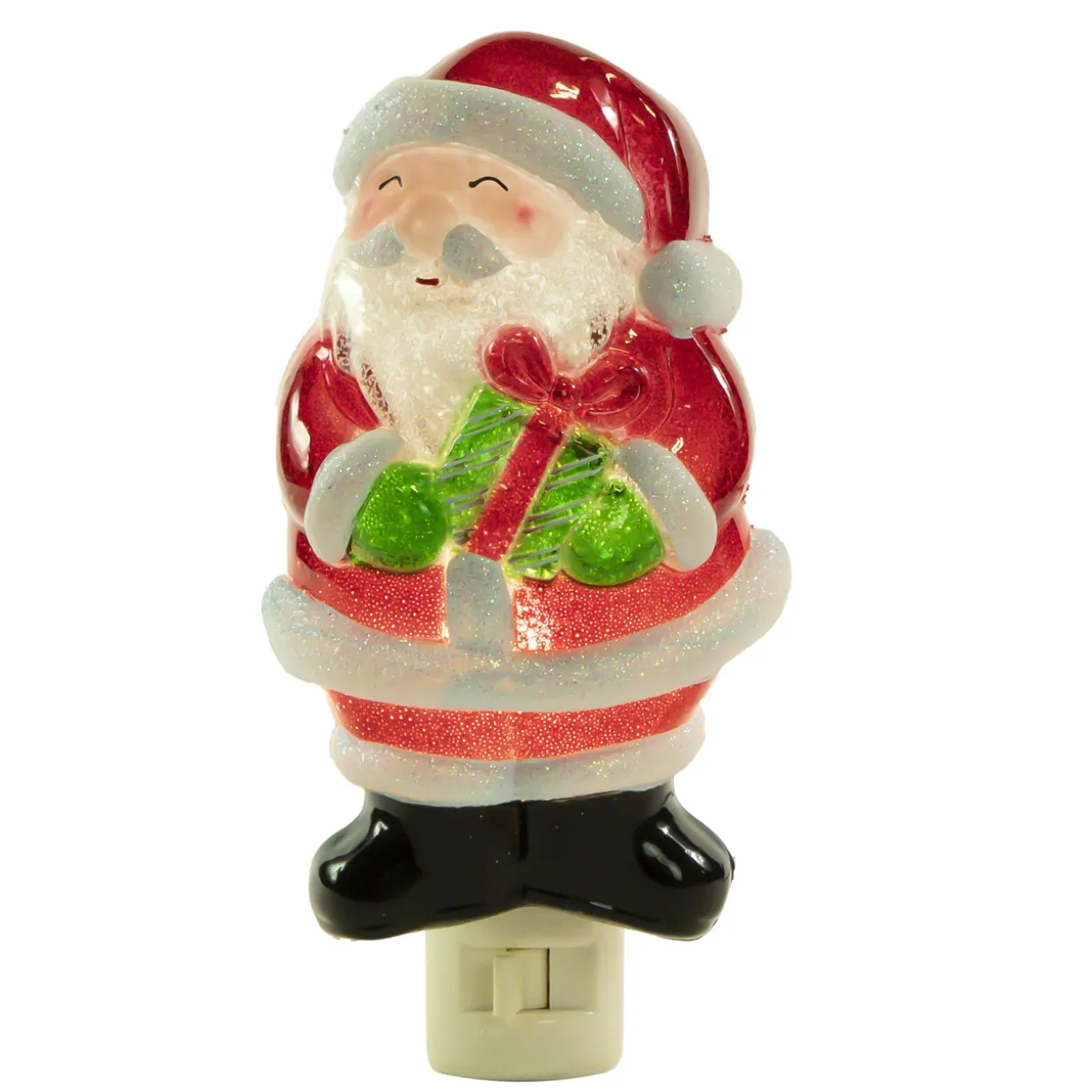 6.75" Santa with Gift Frosted Christmas Night Light