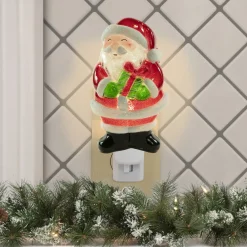 6.75" Santa with Gift Frosted Christmas Night Light