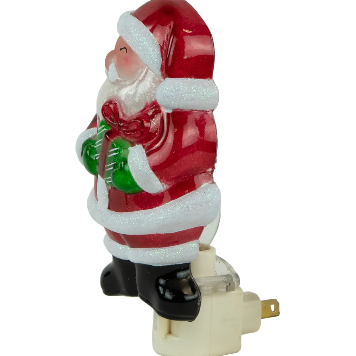 6.75" Santa with Gift Frosted Christmas Night Light