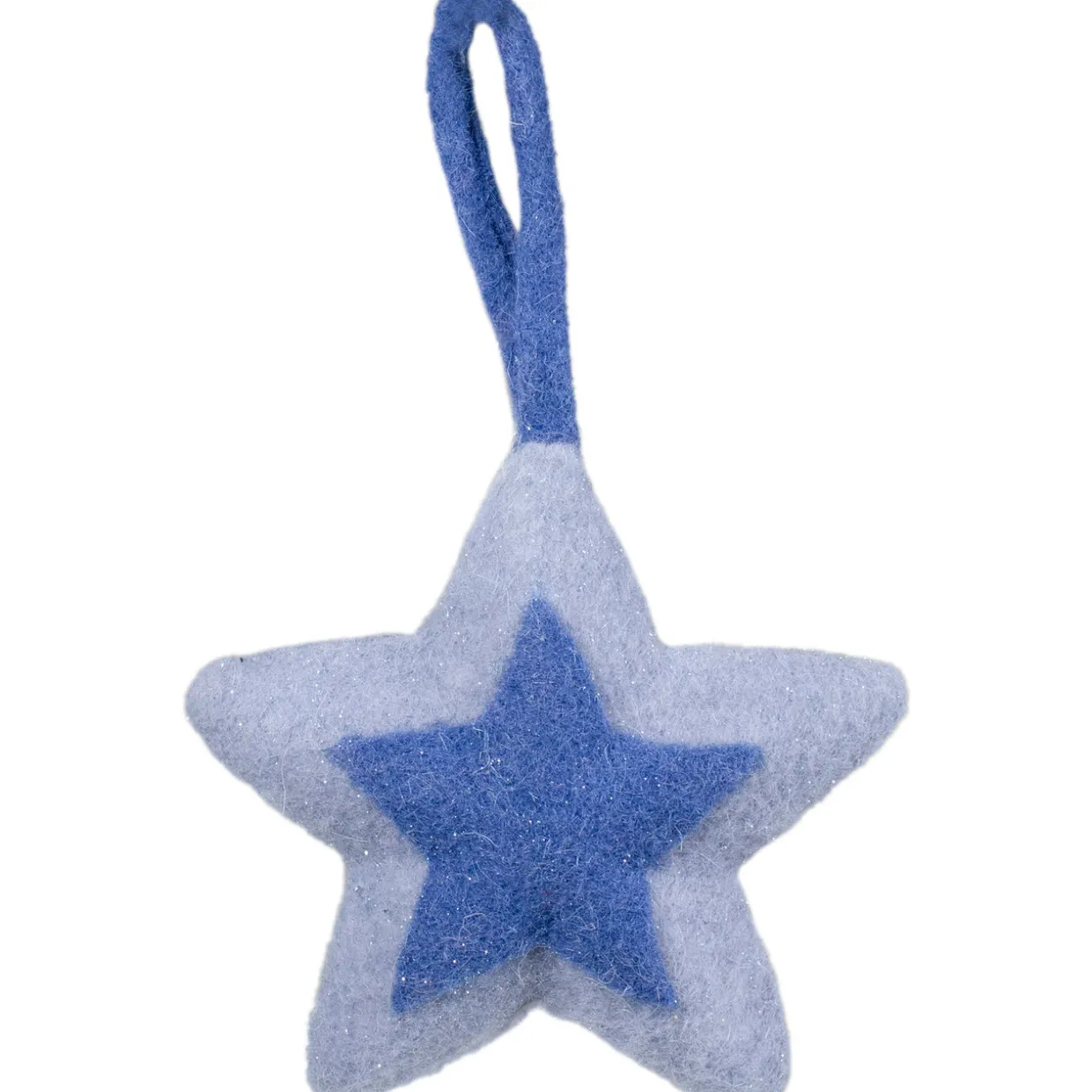 6.25" Shades of Blue Felt Star Christmas Ornament
