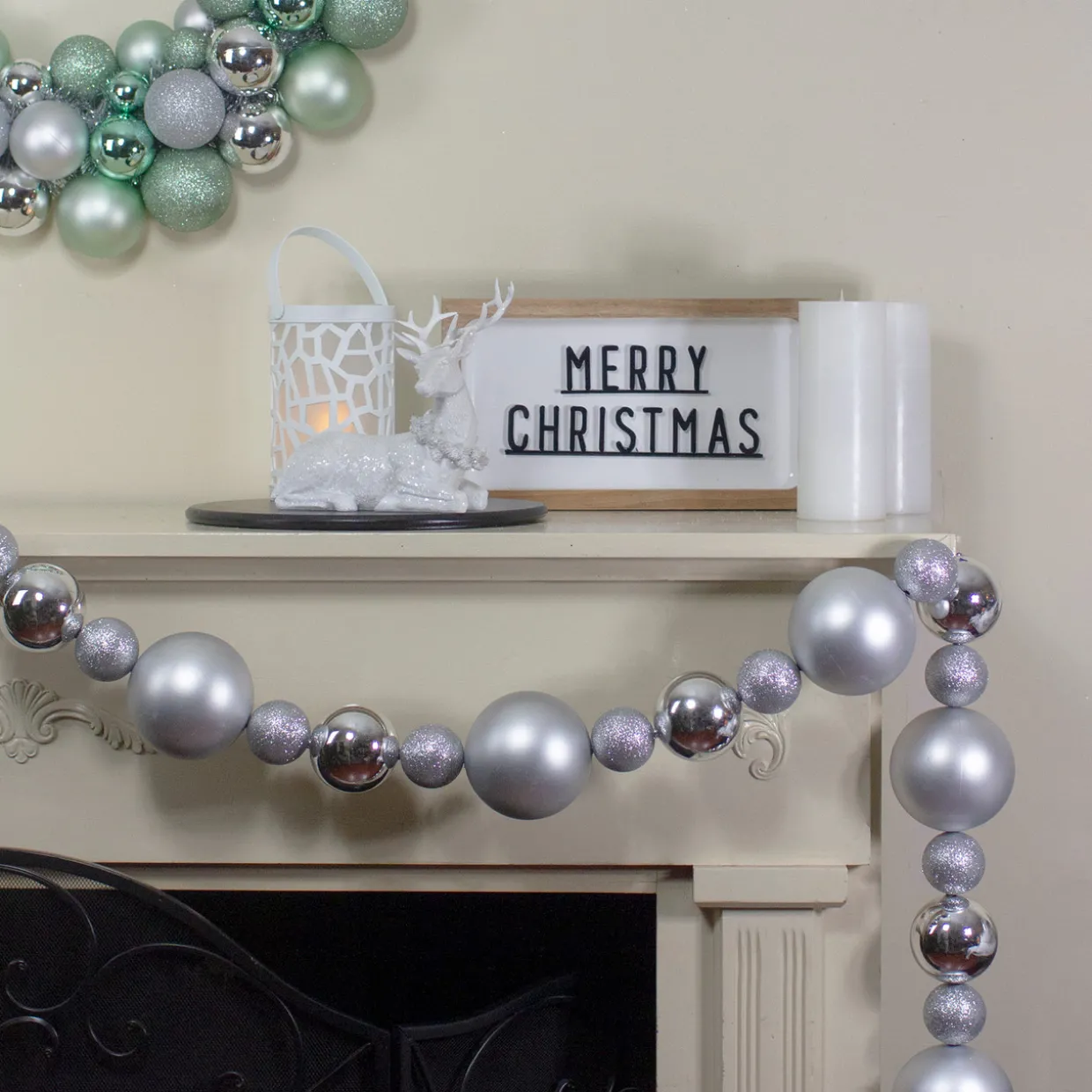 6' Shatterproof Ball 3-Finish Silver Splendor Christmas Garland