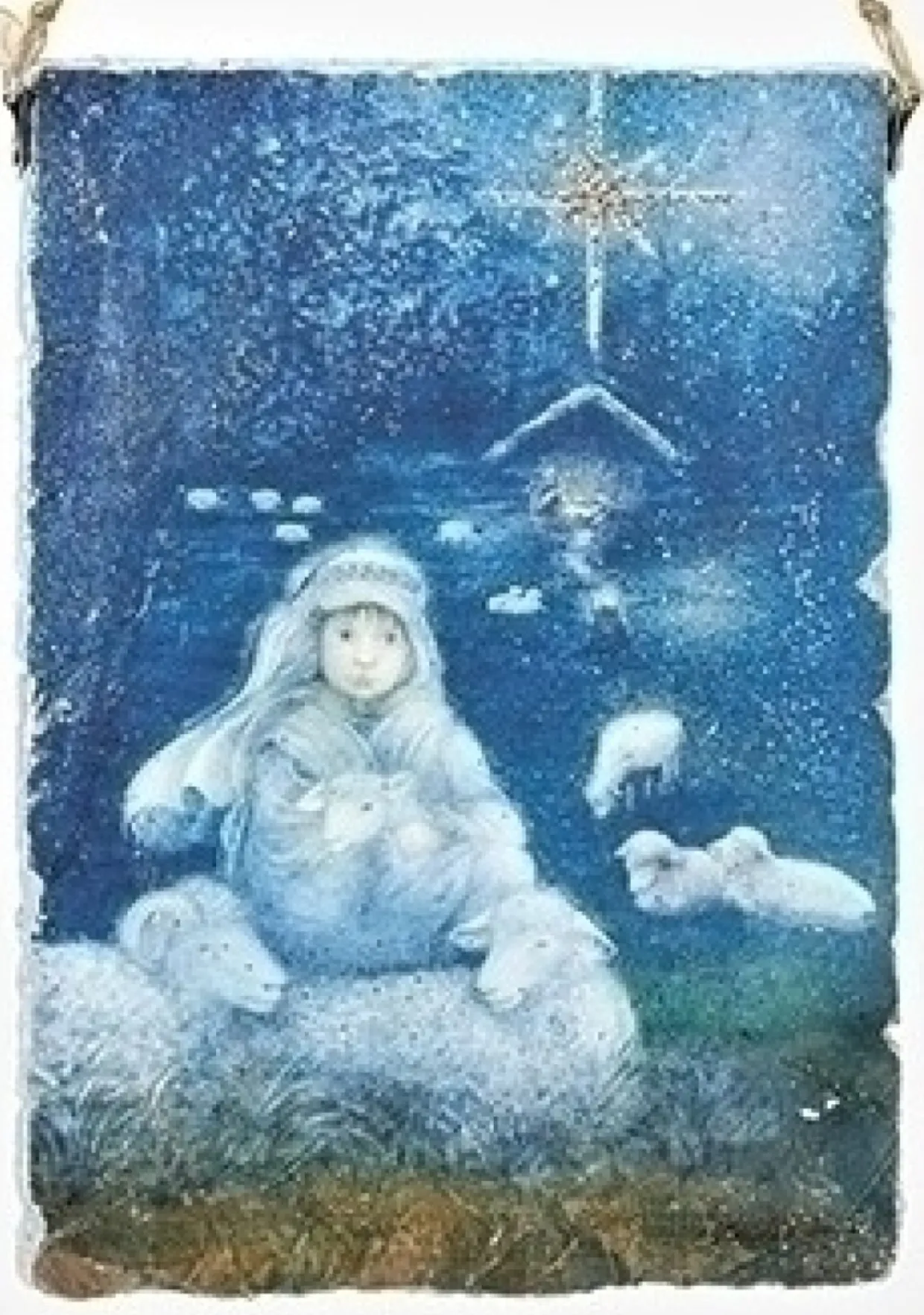 5" Shephard Boy with Sheep Hanging Plaque Decorative Christmas Ornament