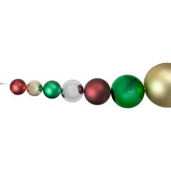 6' Shiny and Matte Traditional Colors Shatterproof Ball Christmas Swag