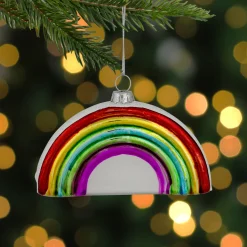 4" Shiny Arched Rainbow Hanging Glass Christmas Ornament
