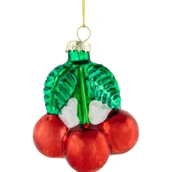3" Shiny Glittered Red Cherries Glass Christmas Hanging Ornament
