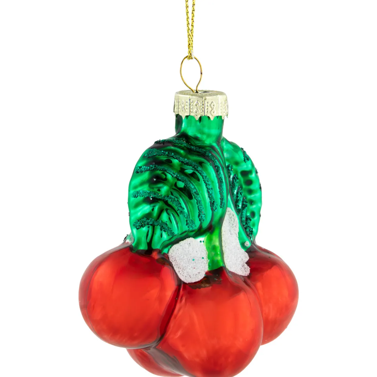 3" Shiny Glittered Red Cherries Glass Christmas Hanging Ornament