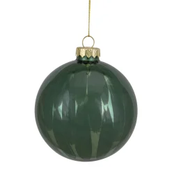 4" Shiny Green Glass Christmas Ball Ornament