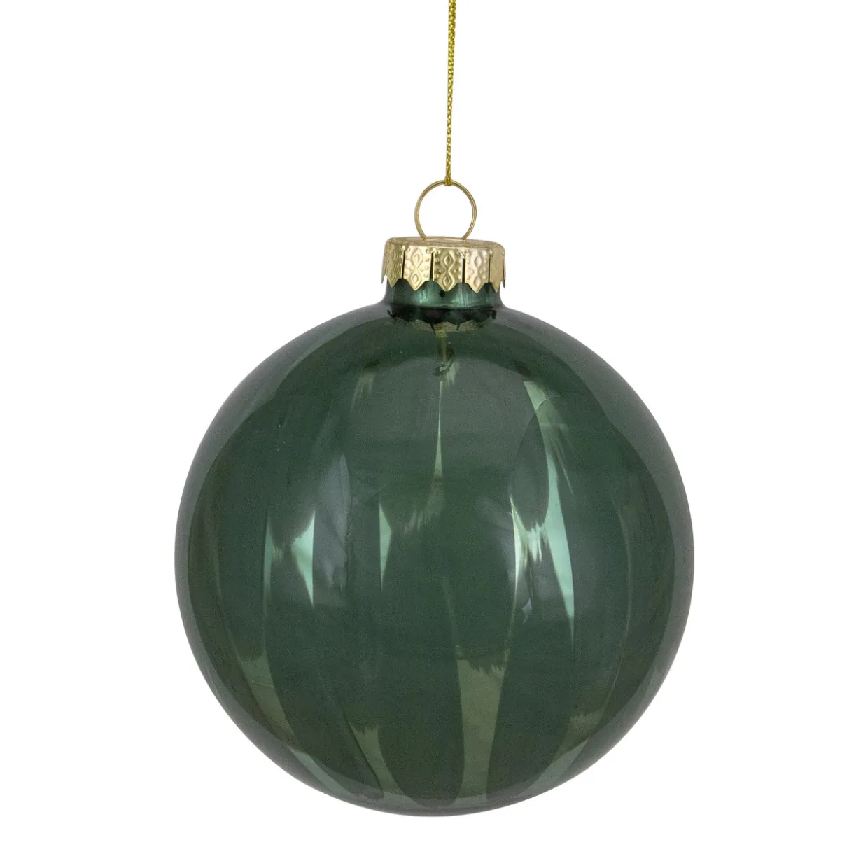 4" Shiny Green Glass Christmas Ball Ornament