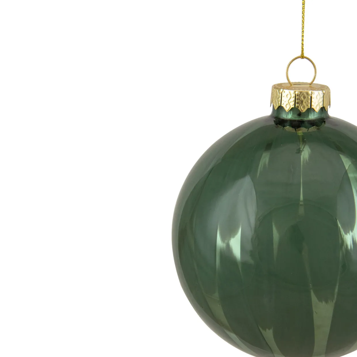 4" Shiny Green Glass Christmas Ball Ornament