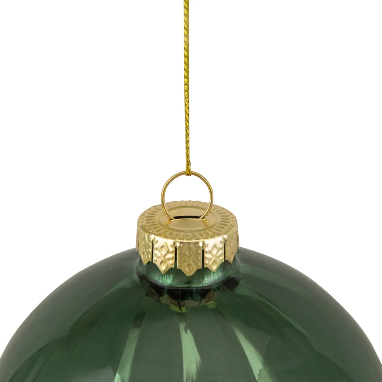 4" Shiny Green Glass Christmas Ball Ornament