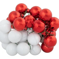 6.75" Shiny Red and White Shatterproof Ball Ornament Christmas Pick
