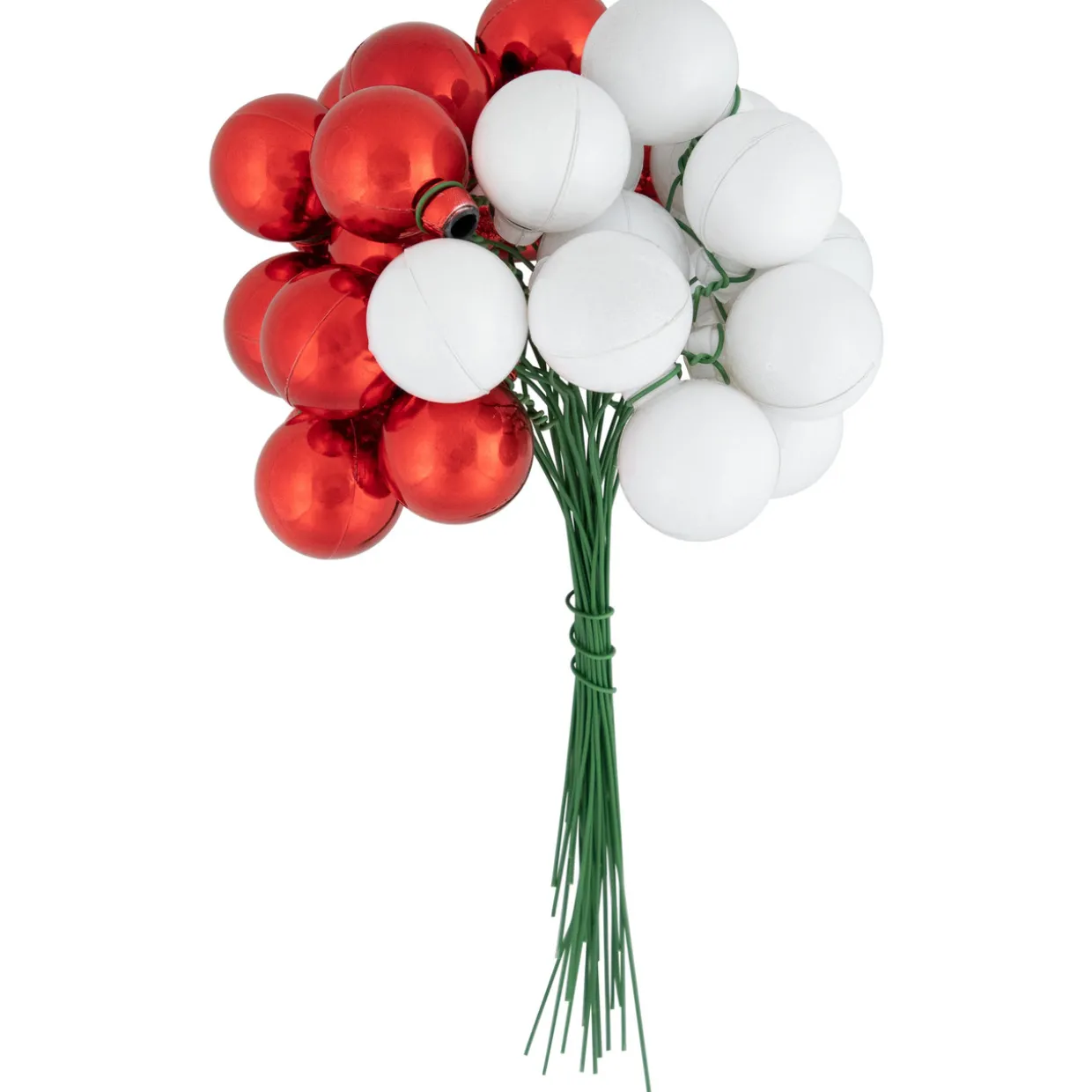 6.75" Shiny Red and White Shatterproof Ball Ornament Christmas Pick