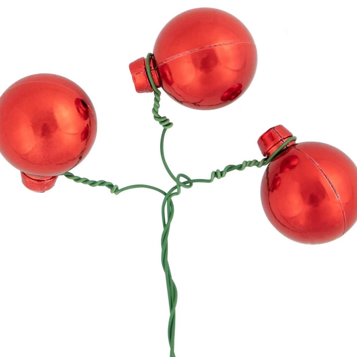 6.75" Shiny Red and White Shatterproof Ball Ornament Christmas Pick