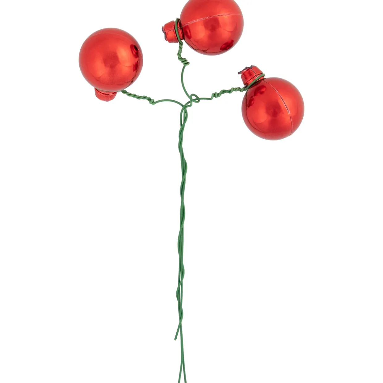 6.75" Shiny Red and White Shatterproof Ball Ornament Christmas Pick