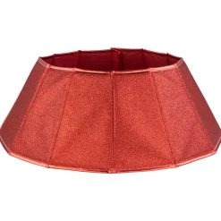 26.75" Shiny Red Fabric Hexagonal Christmas Tree Collar