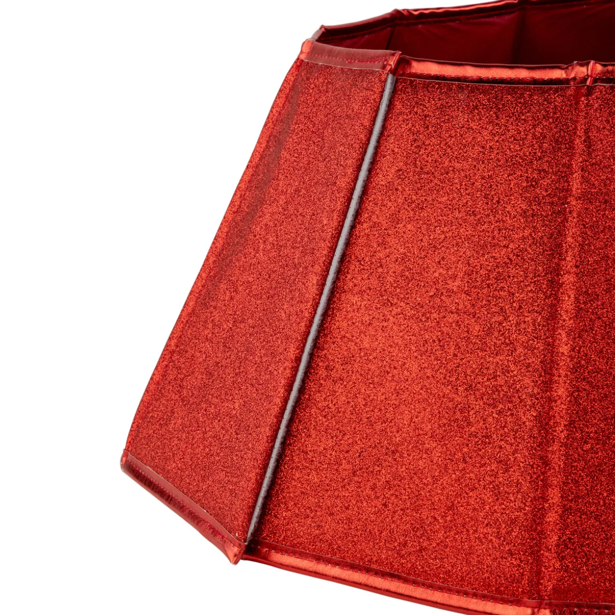 26.75" Shiny Red Fabric Hexagonal Christmas Tree Collar