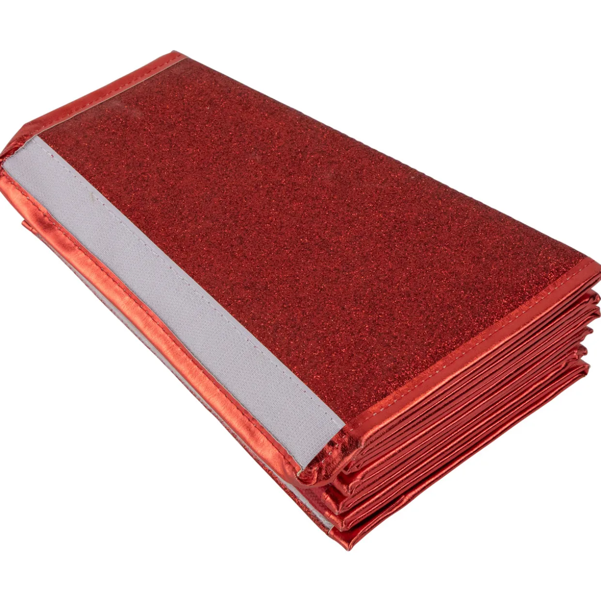 26.75" Shiny Red Fabric Hexagonal Christmas Tree Collar