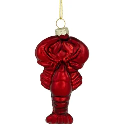 3.5" Shiny Red Lobster Glass Christmas Hanging Ornament