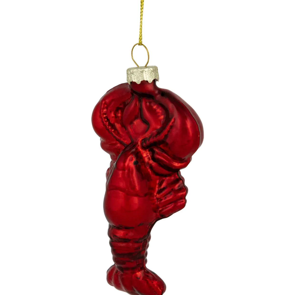 3.5" Shiny Red Lobster Glass Christmas Hanging Ornament