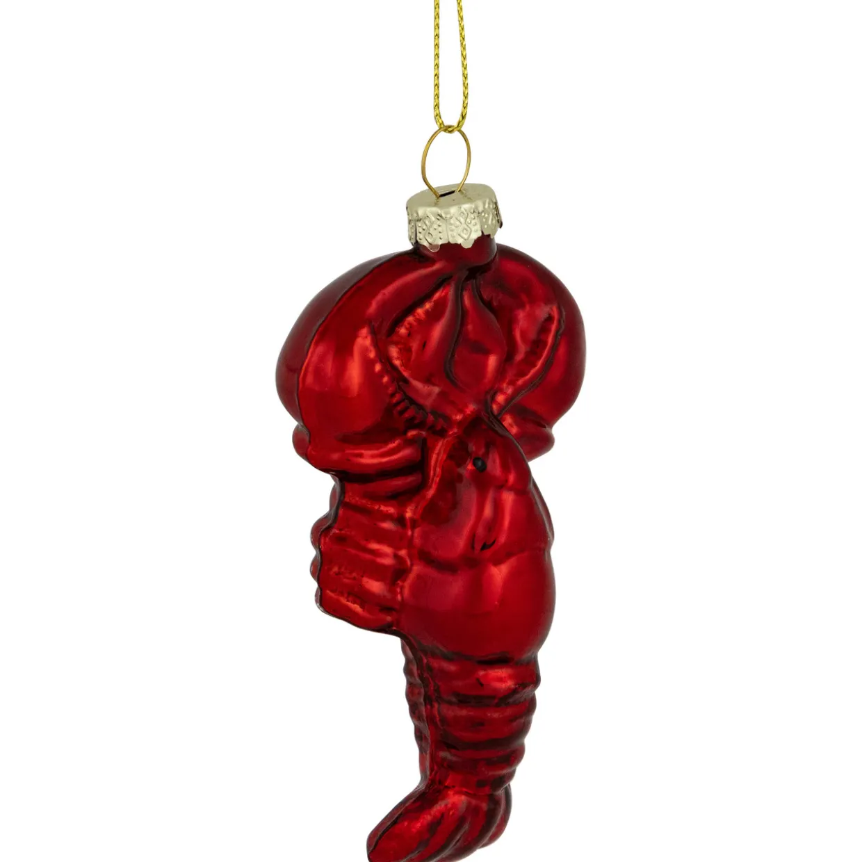 3.5" Shiny Red Lobster Glass Christmas Hanging Ornament