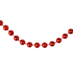 33' Shiny Red Round Beaded Christmas Garland