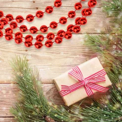 33' Shiny Red Round Beaded Christmas Garland