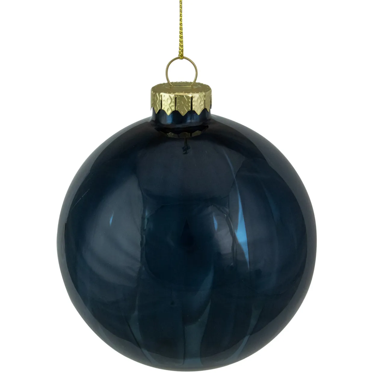 4" Shiny Royal Blue Glass Christmas Ball Ornament