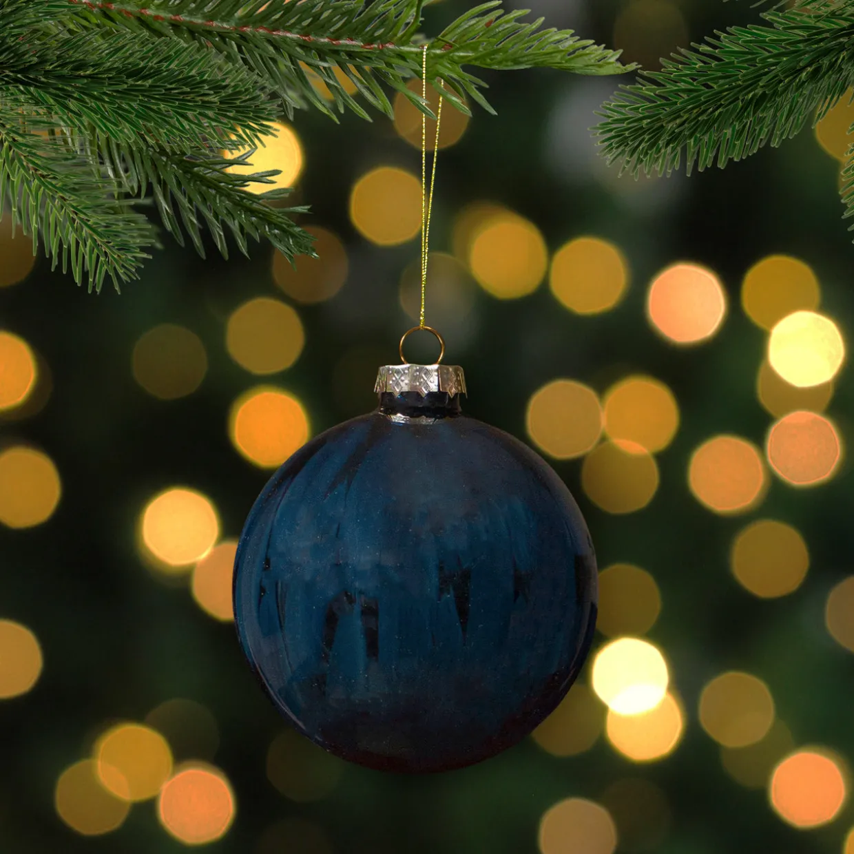 4" Shiny Royal Blue Glass Christmas Ball Ornament