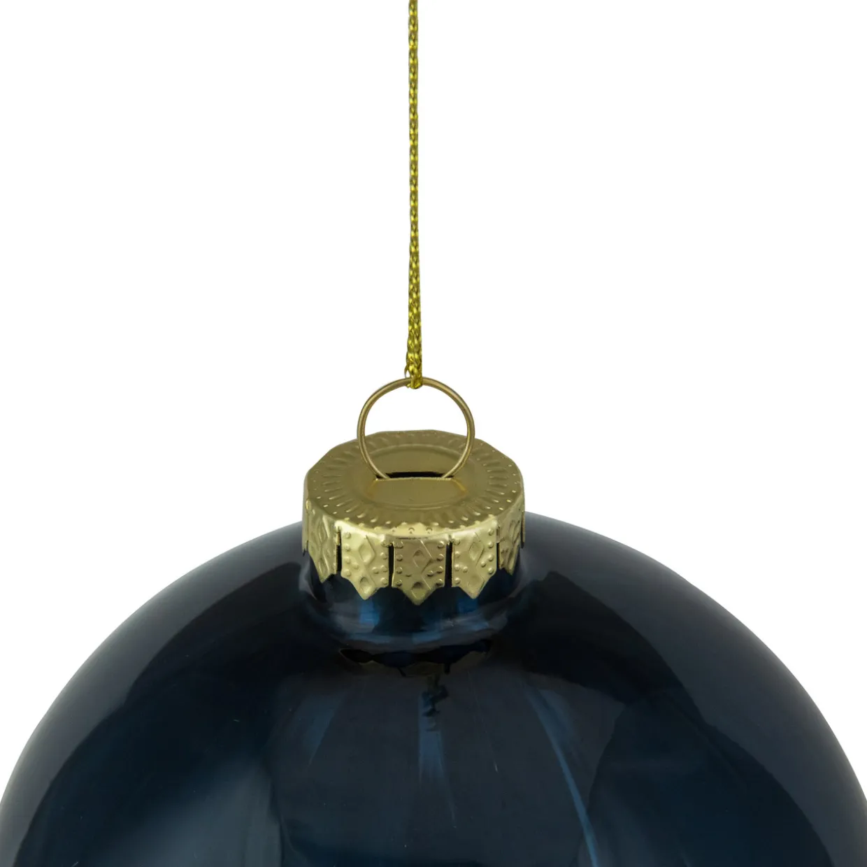 4" Shiny Royal Blue Glass Christmas Ball Ornament