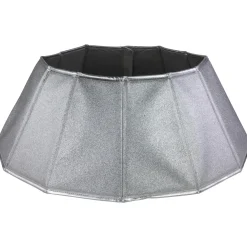 27" Shiny Silver Fabric Hexagonal Christmas Tree Collar