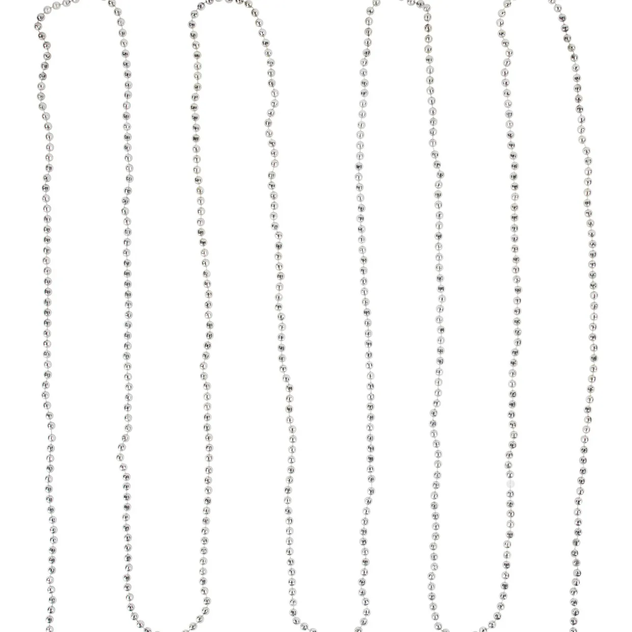 15' Shiny Silver Metallic Faceted Beaded Christmas Garland - Unlit