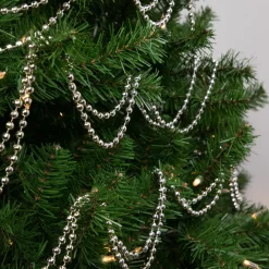 15' Shiny Silver Metallic Faceted Beaded Christmas Garland - Unlit