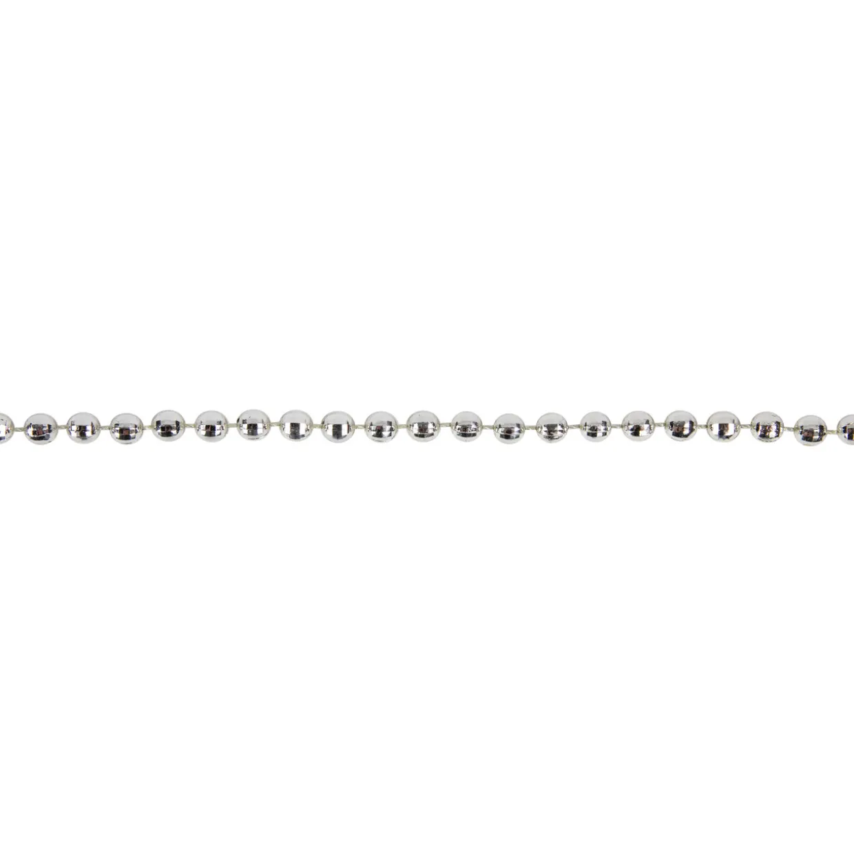 15' Shiny Silver Metallic Faceted Beaded Christmas Garland - Unlit