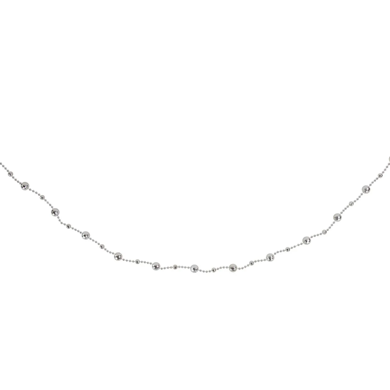 15' Shiny Silver Mirrored Disco Ball Beaded Christmas Garland, Unlit