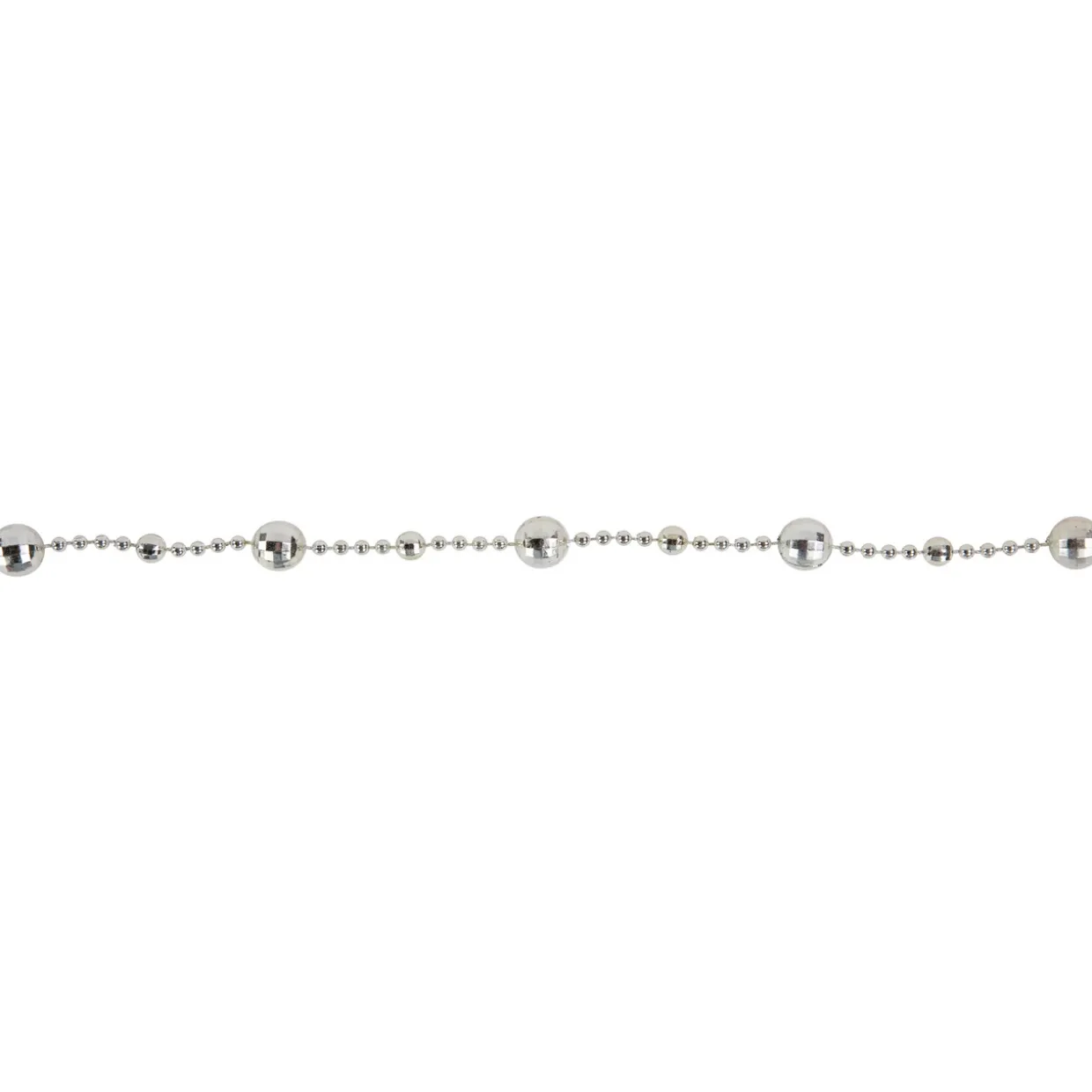 15' Shiny Silver Mirrored Disco Ball Beaded Christmas Garland, Unlit