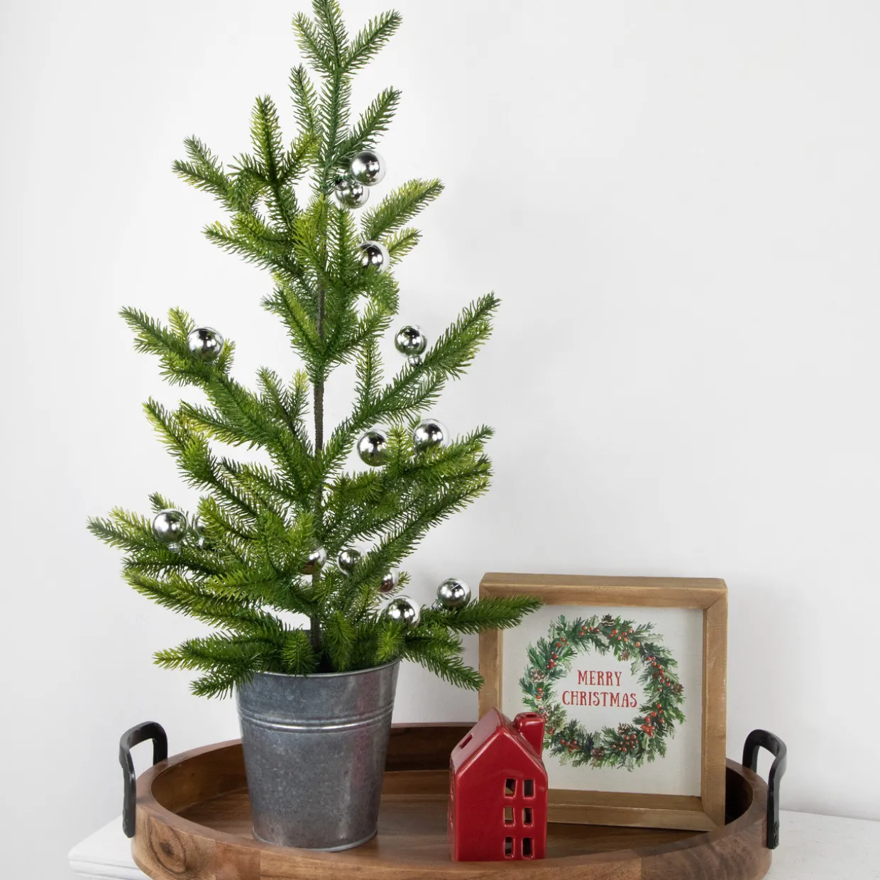 6.75" Shiny Silver Shatterproof Ball Ornament Christmas Pick