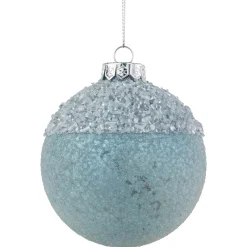 4" Silver and Blue Beaded Glass Christmas Ornament
