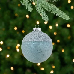 4" Silver and Blue Beaded Glass Christmas Ornament