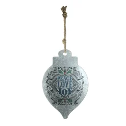 20" Silver and Blue 'Peace Love Joy' Finial Christmas Wall Hanging Ornament