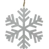 8.75" Silver and Brown Glittered Snowflake Shaped Christmas Ornament