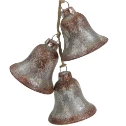 5" Silver and Brown String of Bells Glass Christmas Ornament