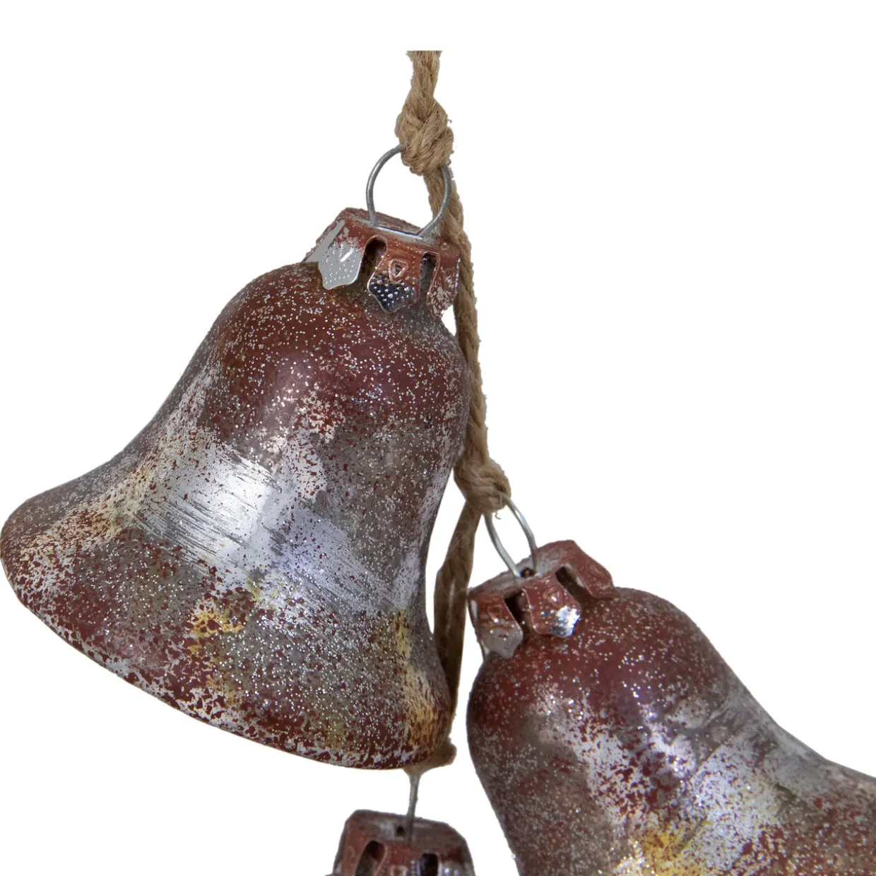 5" Silver and Brown String of Bells Glass Christmas Ornament