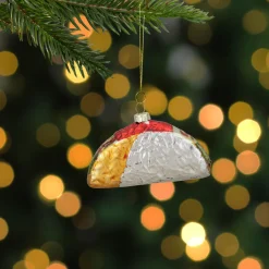 4" Silver and Gold Taco Glass Christmas Ornament