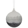 3" Silver and White Glitter Drenched Shatterproof Christmas Ball Ornament