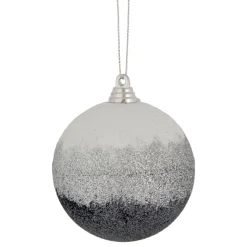 3" Silver and White Glitter Drenched Shatterproof Christmas Ball Ornament