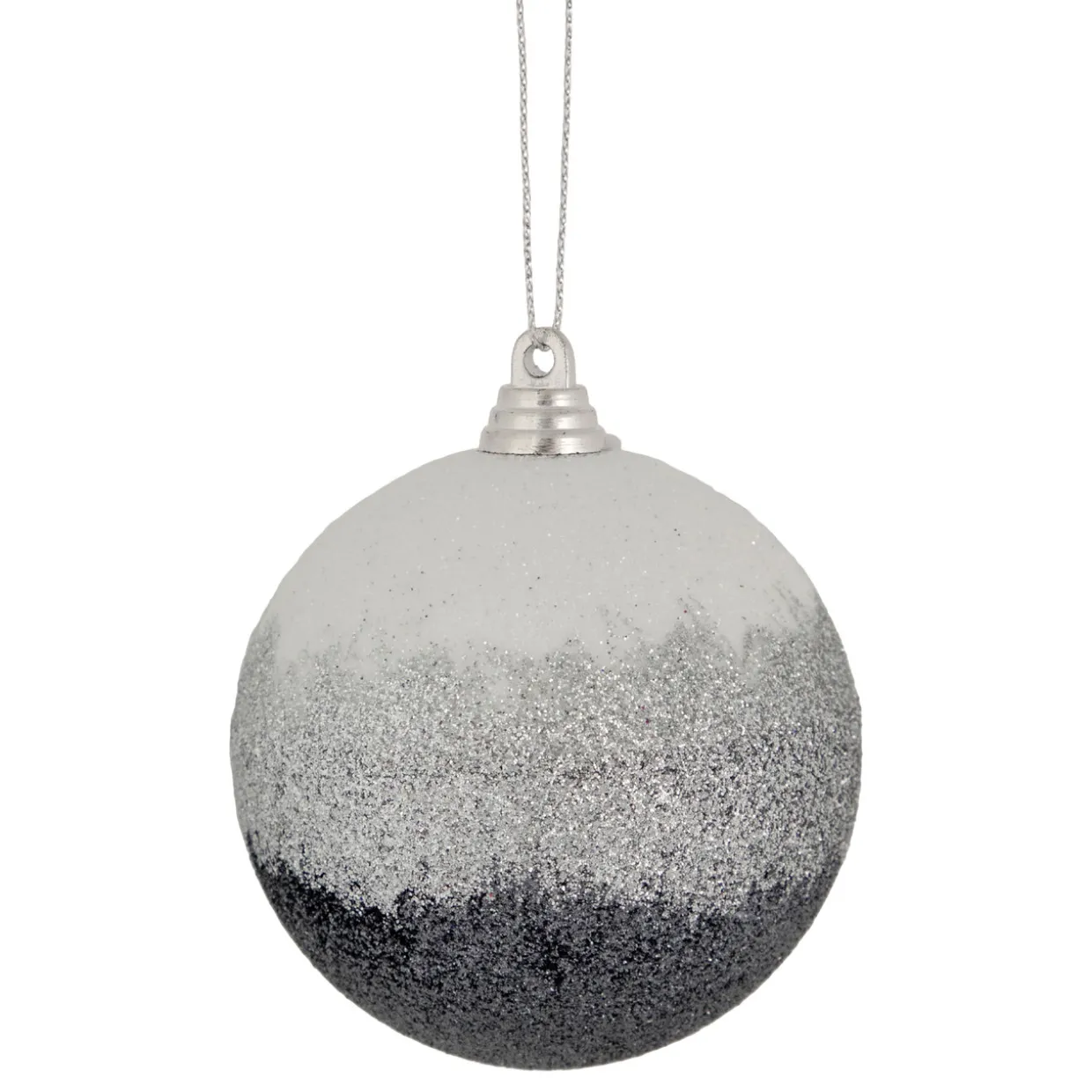 3" Silver and White Glitter Drenched Shatterproof Christmas Ball Ornament